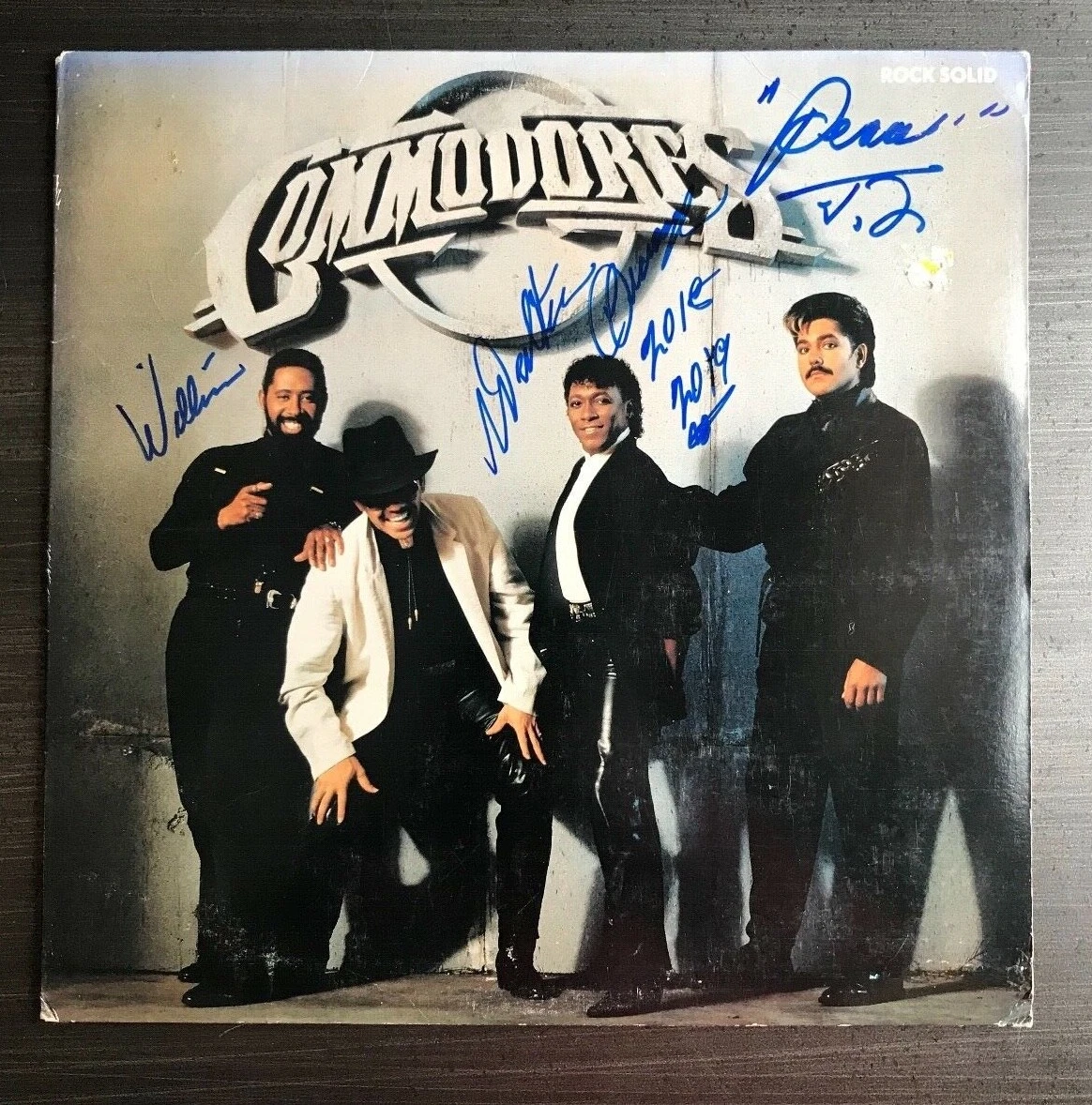 * COMMODORES * signed vinyl album * ROCK SOLID * WALTER, WILLIAM & JD *PROOF* 6