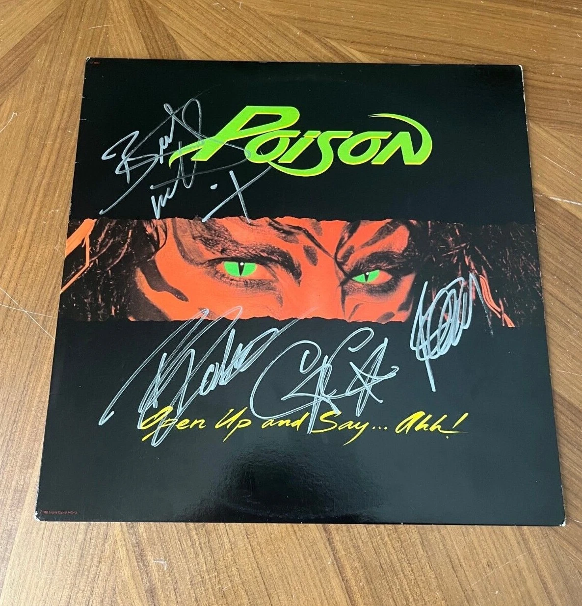 * POISON * signed vinyl album * OPEN UP AND SAY AHH * BRET MICHAELS + 3 * 2