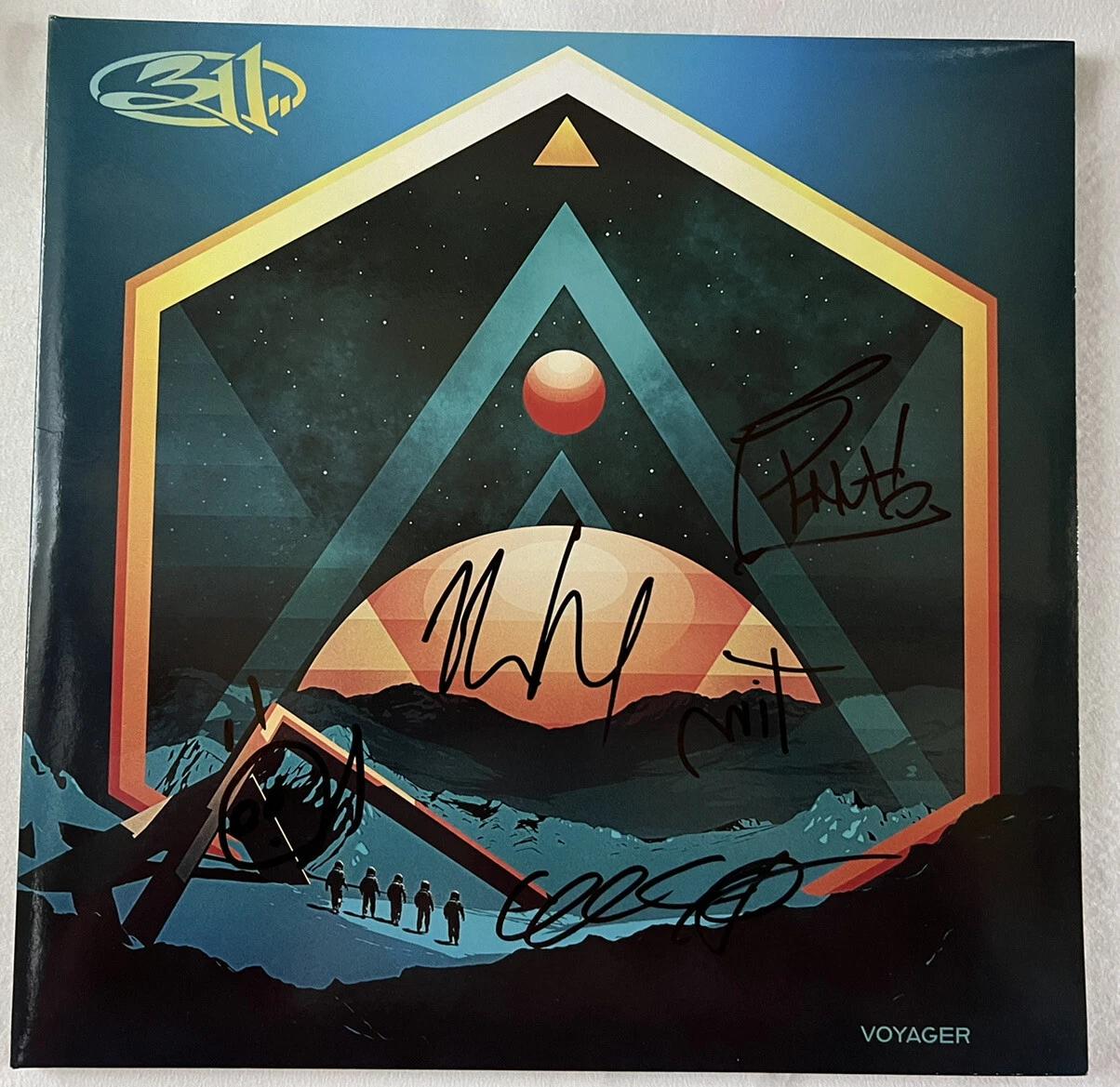 311 FULL BAND HAND SIGNED VOYAGER VINYL AUTOGRAPH AUTHENTIC NICK HEXUM COA