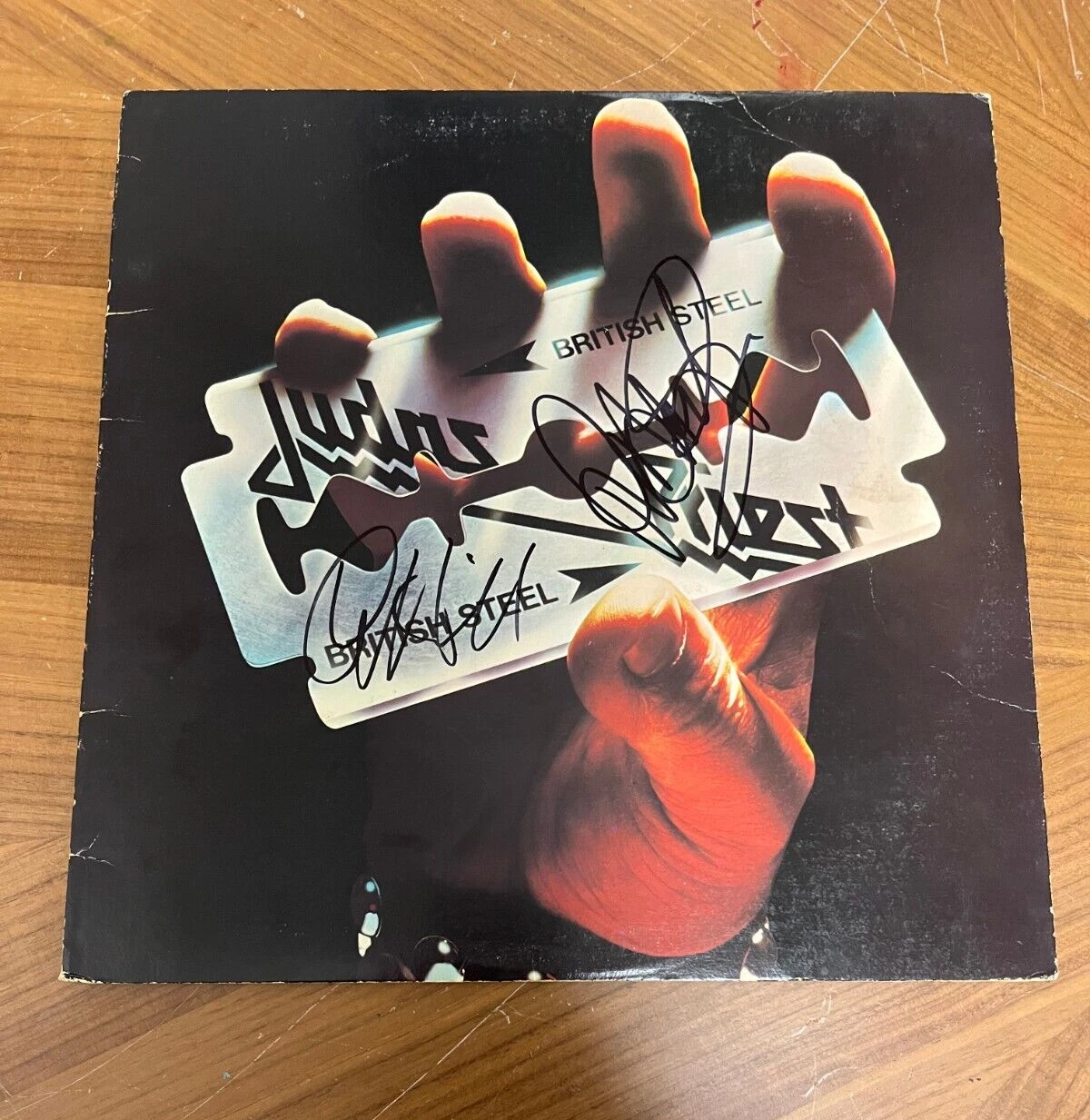 * JUDAS PRIEST * signed album *  BRITISH STEEL * ROB HALFORD & IAN HILL * 1