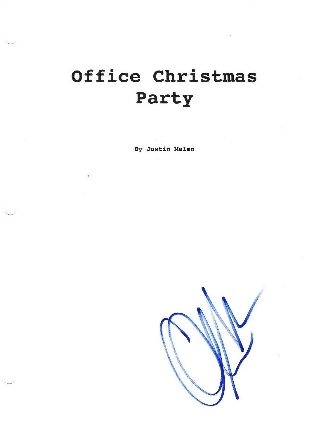 * OLIVIA MUNN * SIGNED MOVIE SCRIPT * OFFICE CHRISTMAS PARTY * COA * 1 COLLECTIBLE MEMORABILIA