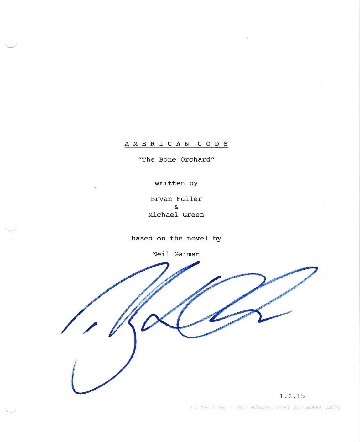 * RICKY WHITTLE * SIGNED TV SCRIPT * AMERICAN GODS * SHADOW MOON * COA * 2 COLLECTIBLE MEMORABILIA