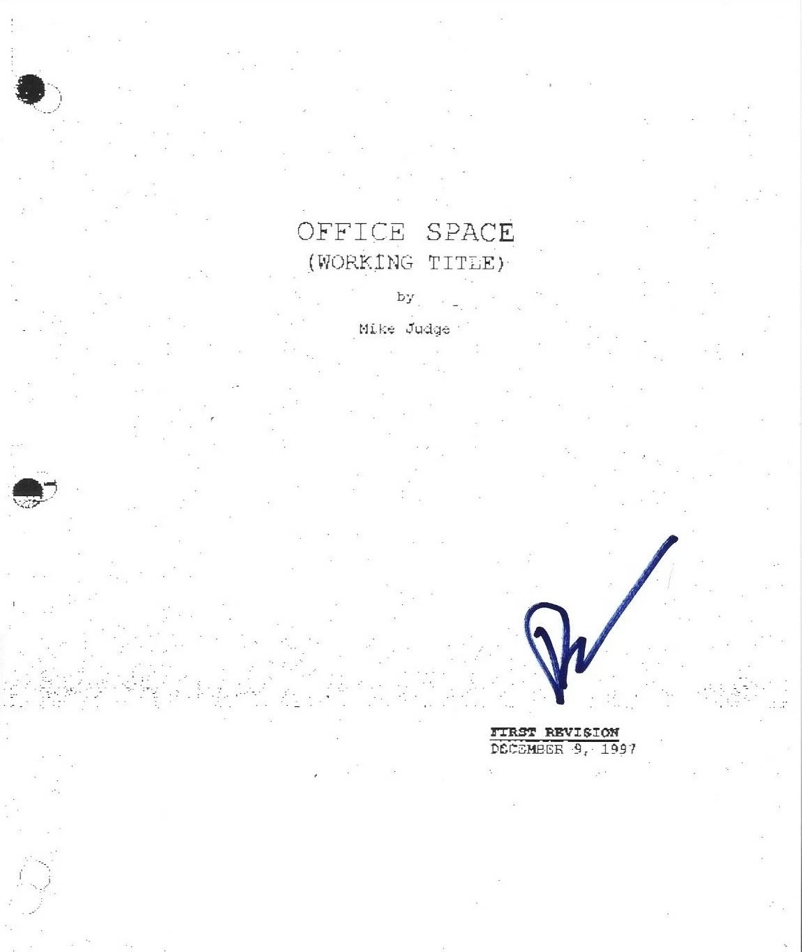 * DAVID HERMAN * SIGNED MOVIE SCRIPT * OFFICE SPACE * MICHAEL BOLTON * COA * 2 COLLECTIBLE MEMORABILIA