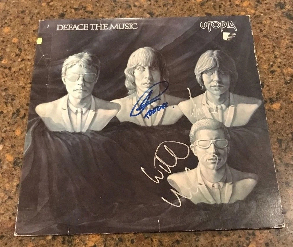 * UTOPIA *  signed vinyl album * DEFACE THE MUSIC *RUNDGREN, WILCOX & SULTON* 1