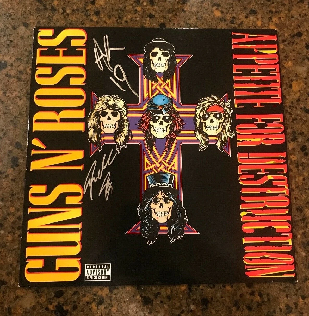 * GUNS N' ROSES * signed album * APPETITE FOR DESTRUCTION * AXL ROSE & ADLER * 1