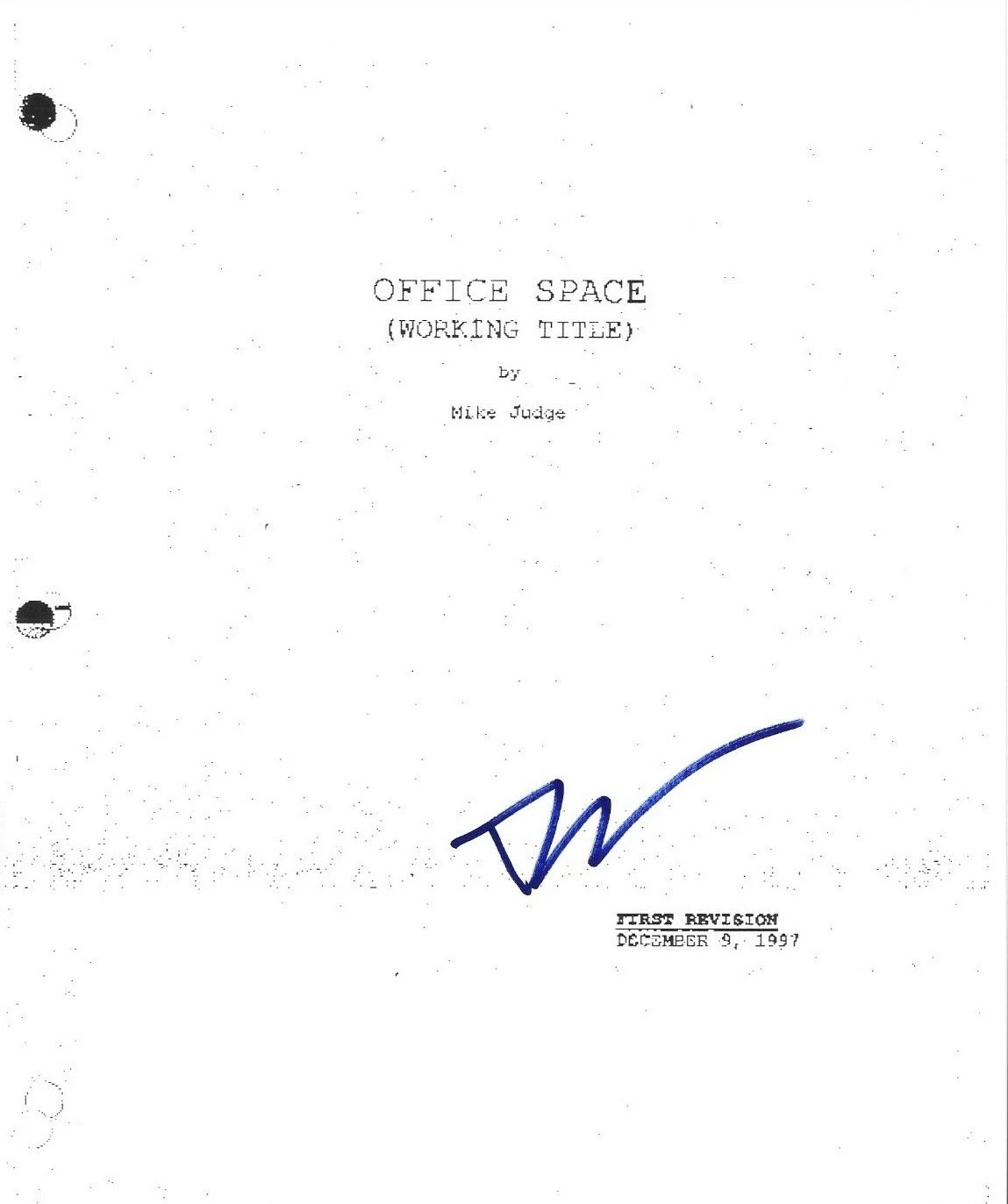 * DAVID HERMAN * SIGNED MOVIE SCRIPT * OFFICE SPACE * MICHAEL BOLTON * COA * 4 COLLECTIBLE MEMORABILIA
