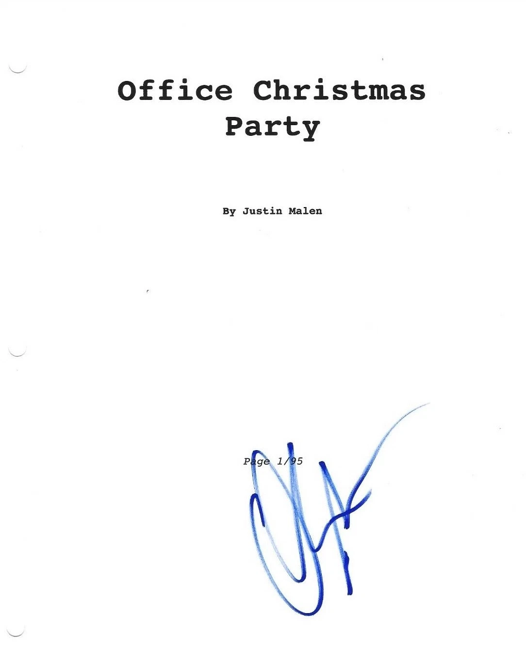 * OLIVIA MUNN * SIGNED MOVIE SCRIPT * OFFICE CHRISTMAS PARTY * COA * 2 COLLECTIBLE MEMORABILIA