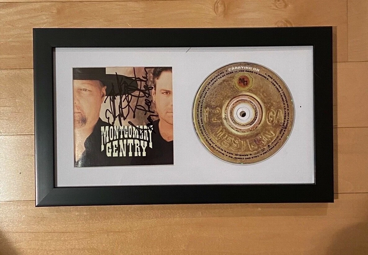 * MONTGOMERY GENTRY * SIGNED FRAMED CD * CARRYING ON * EDDIE TROY * COA * 2 COLLECTIBLE MEMORABILIA