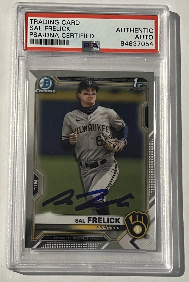Sal Frelick 2021 1st Bowman Chrome Signed Card Brewers Autograph PSA DNA