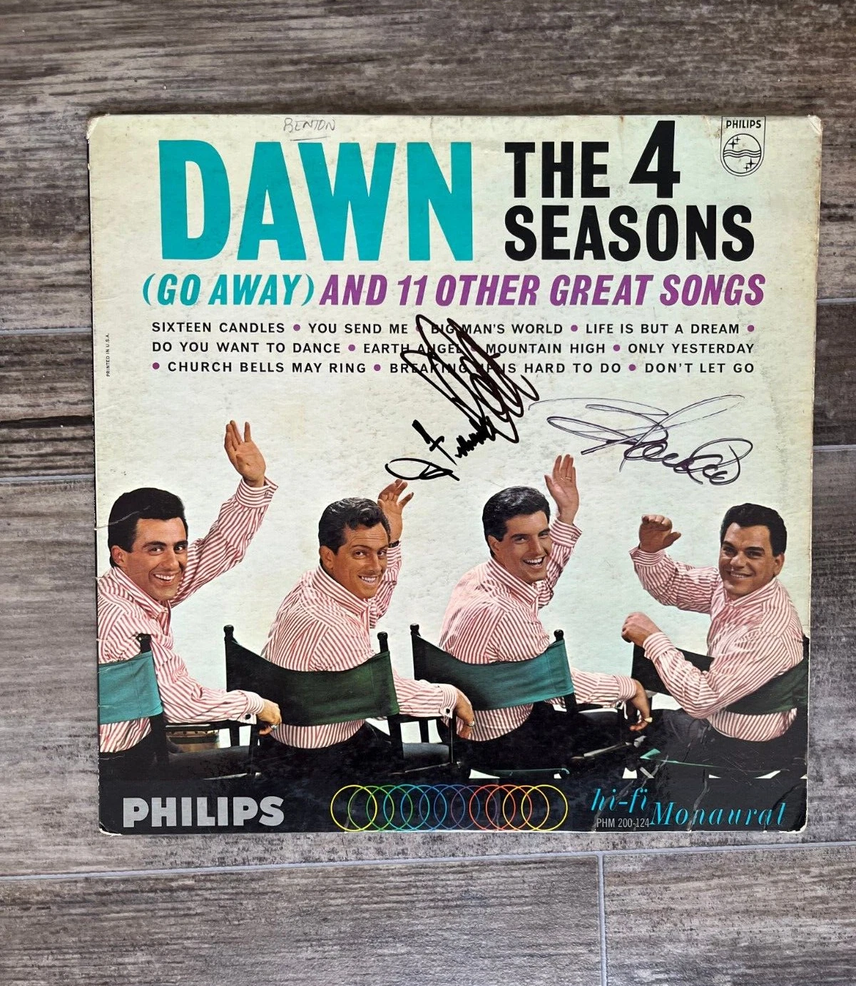 * FRANKIE VALLI & BOB GAUDIO * signed album * THE 4 SEASONS * DAWN * 1