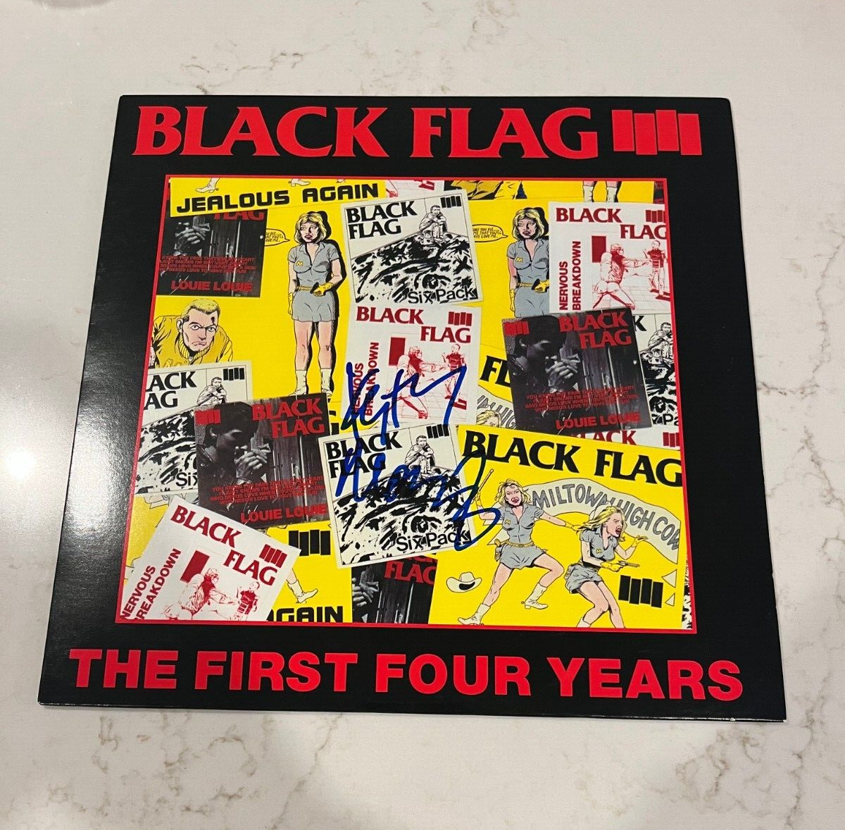 * KEITH MORRIS * signed album * BLACK FLAG *  THE FIRST FOUR YEARS * 1