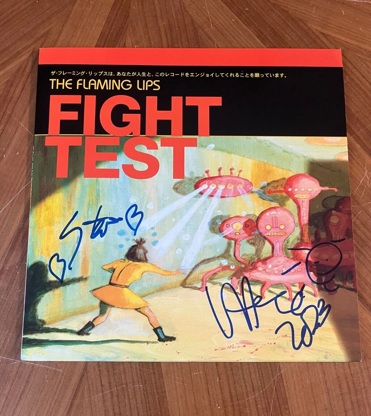 * THE FLAMING LIPS * signed album * YOSHIMI BATTLES THE PINK ROBOTS * FIGHT TEST