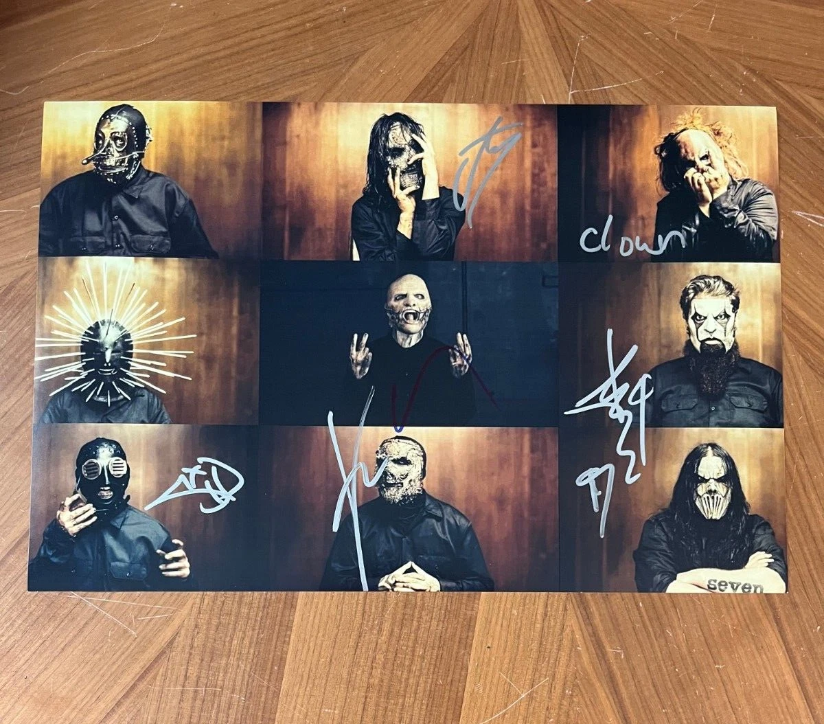 * SLIPKNOT * signed 12x18 photo * COREY, CLOWN, JAY, MICK, V-MAN, JIM & SID * 1