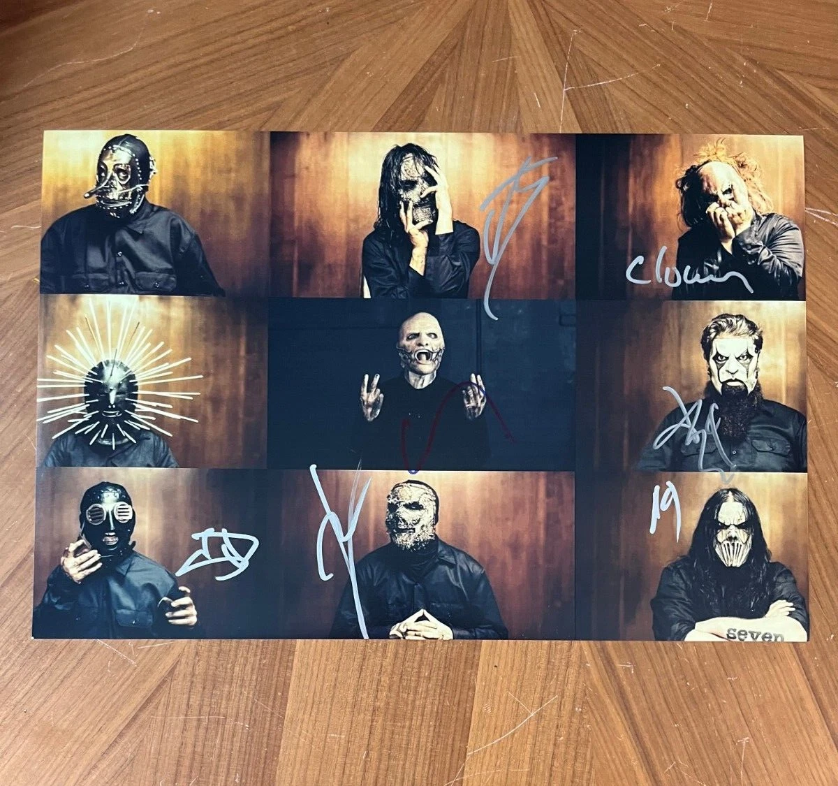 * SLIPKNOT * signed 12x18 photo * COREY, CLOWN, JAY, MICK, V-MAN, JIM & SID * 2