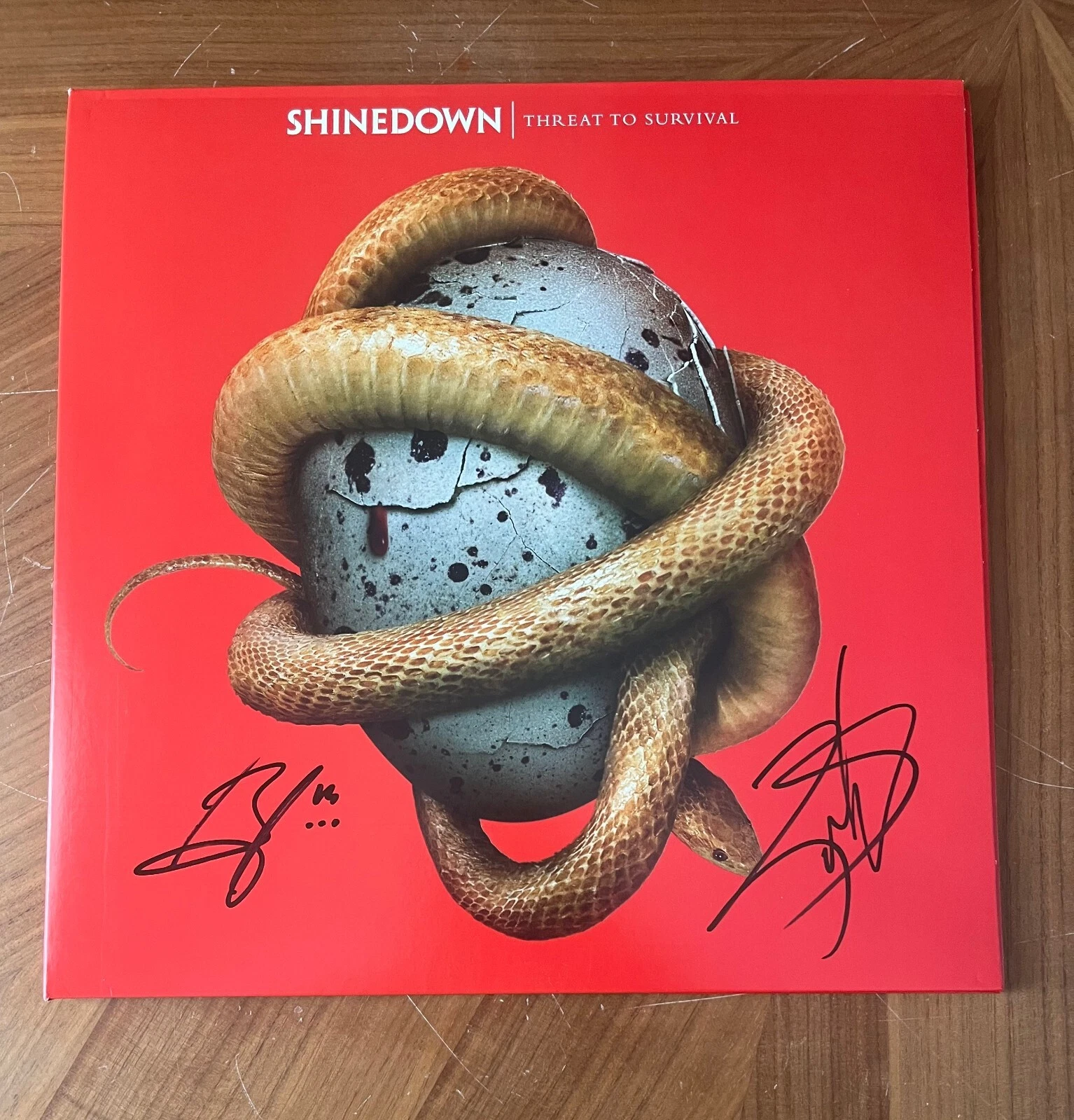* SHINEDOWN * signed album * ZACH MYERS & BRENT SMITH * THREAT TO SURVIVAL * 2