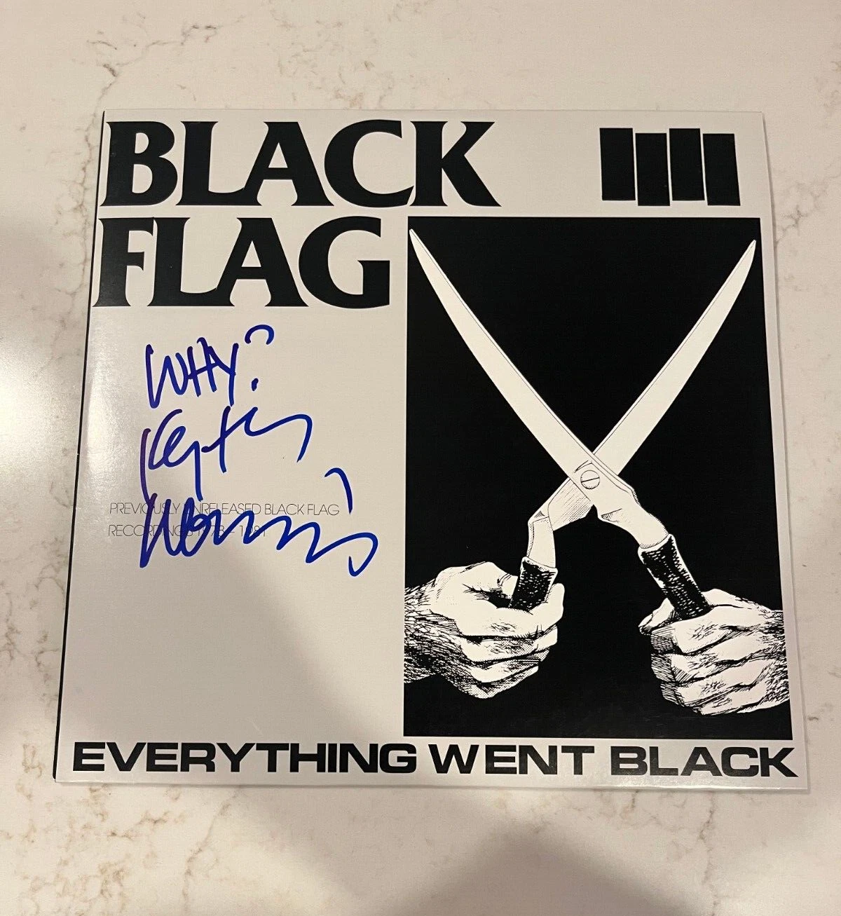 * KEITH MORRIS * signed album * BLACK FLAG *  EVERYTHING WENT BLACK * 1