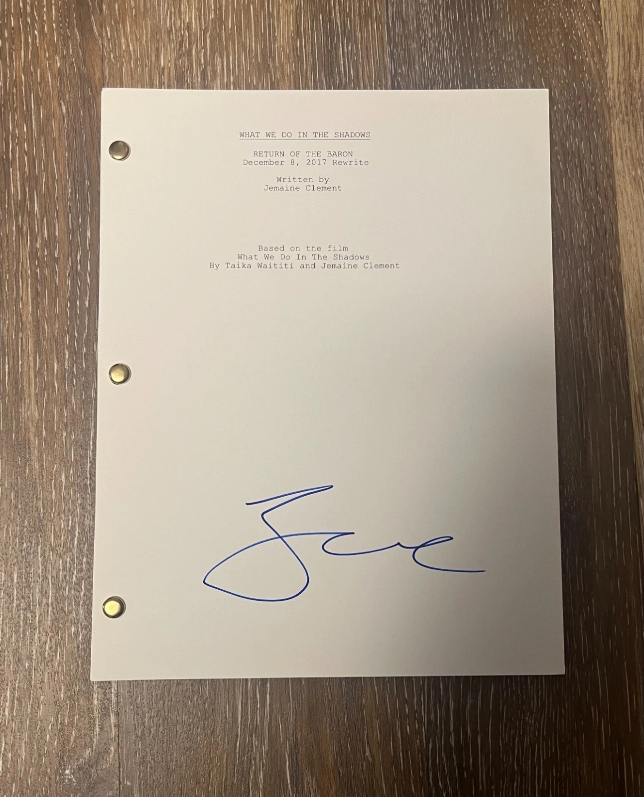 * JEMAINE CLEMENT * SIGNED FULL SCRIPT * WHAT WE DO IN THE SHADOWS * 1 COLLECTIBLE MEMORABILIA