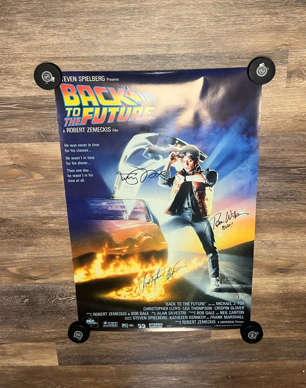 * BACK TO THE FUTURE * SIGNED 24×36 POSTER * MICHAEL J. FOX, LLOYD & WILSON * 1 COLLECTIBLE MEMORABILIA