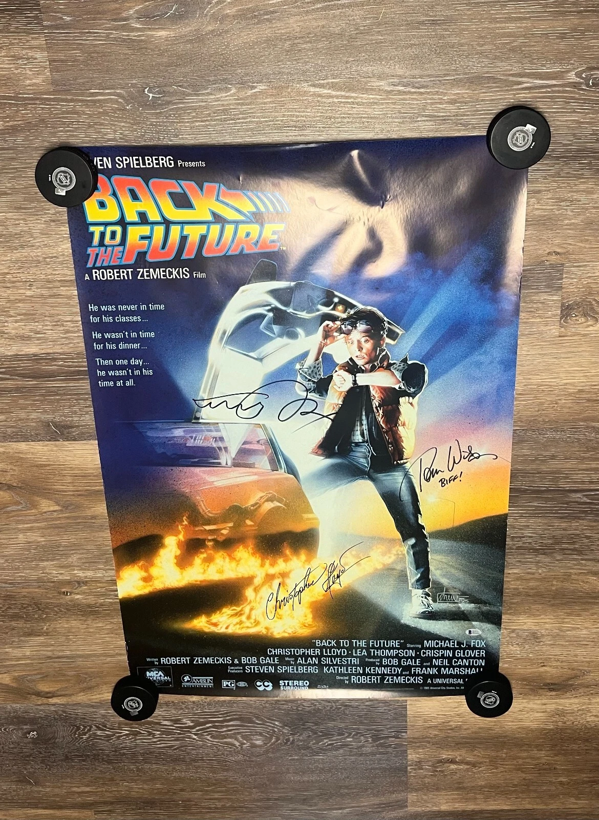 * BACK TO THE FUTURE * SIGNED 24×36 POSTER * MICHAEL J. FOX, LLOYD & WILSON * 4 COLLECTIBLE MEMORABILIA