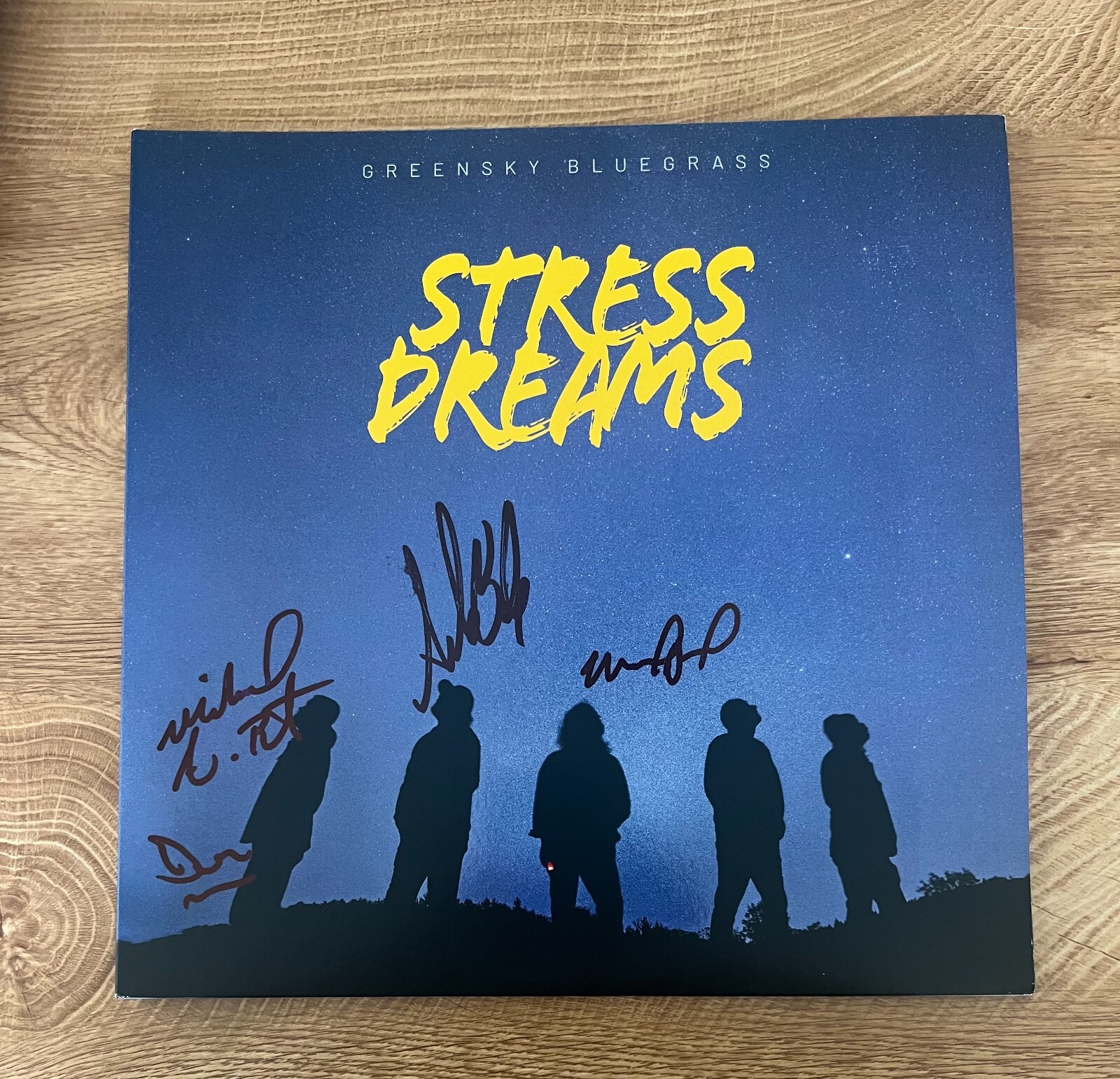 * GREENSKY BLUEGRASS * signed vinyl album * STRESS DREAMS * DAVE BRUZZA * 1