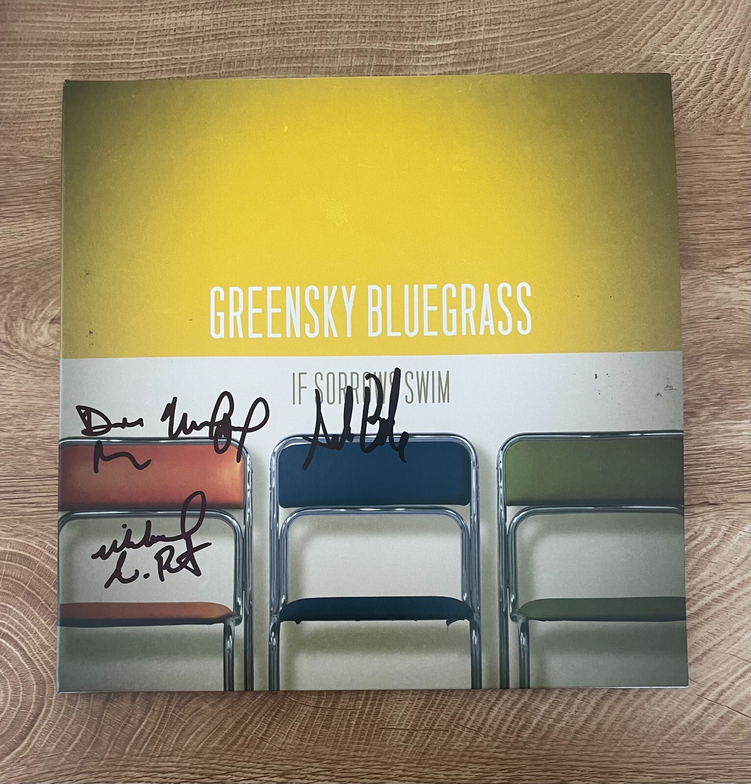 * GREENSKY BLUEGRASS * signed vinyl album * IF SORROWS SWIM * DAVE BRUZZA * 1