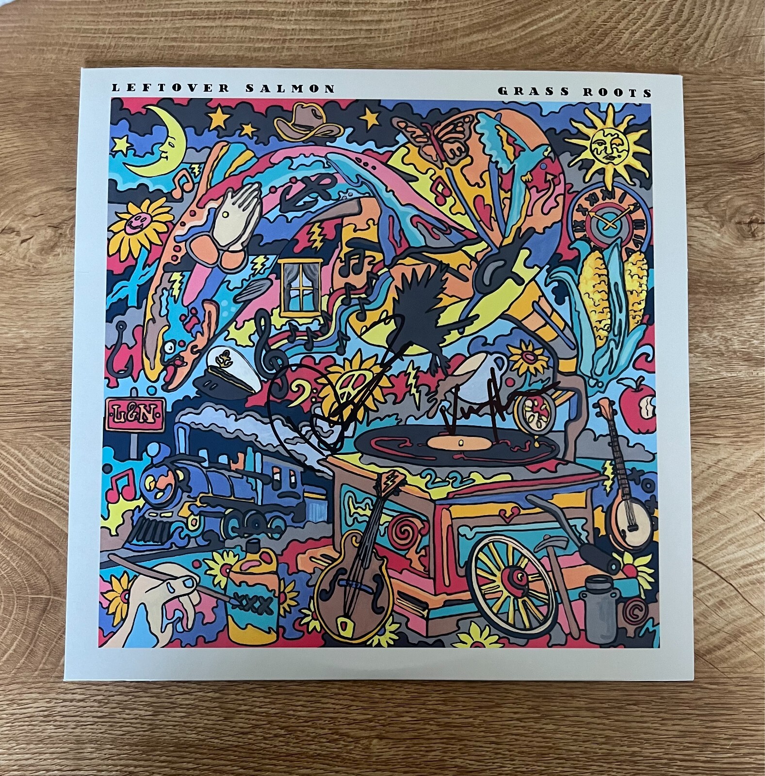 * LEFTOVER SALMON * signed vinyl album * GRASS ROOTS * 1