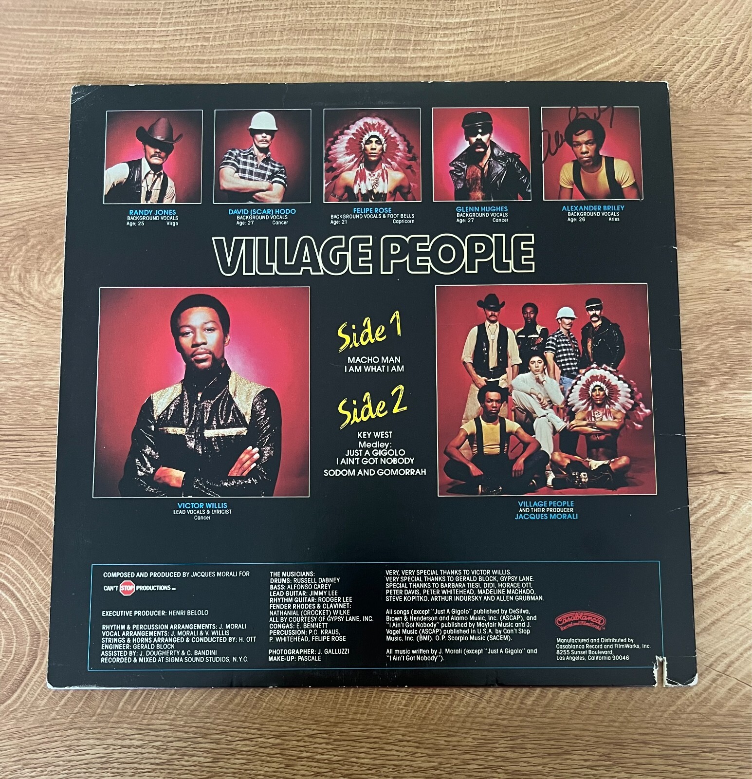 * ALEX BRILEY * signed vinyl album * THE VILLAGE PEOPLE * 1