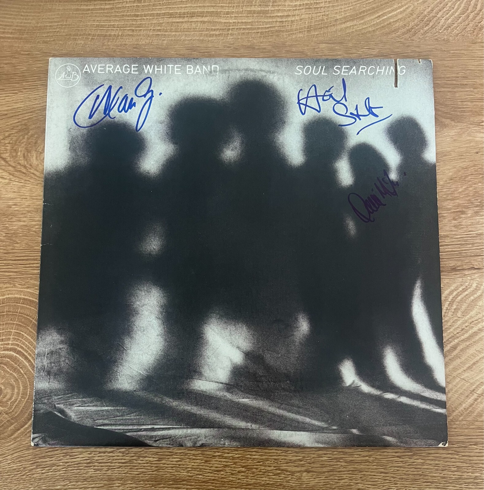 * AVERAGE WHITE BAND * signed vinyl album * SOUL SEARCHING * HAMISH,ONNIE & ALAN
