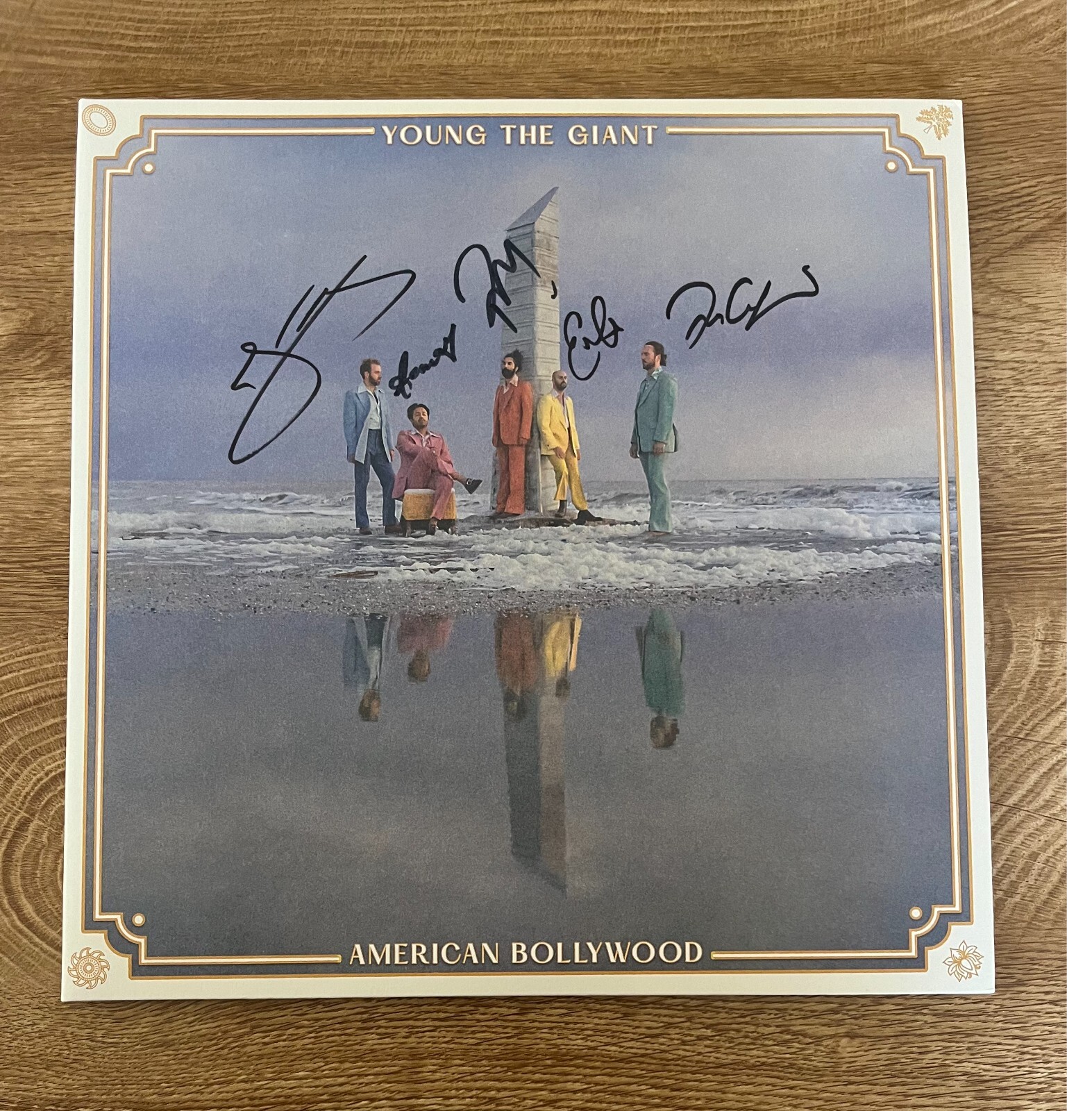 * YOUNG THE GIANT * signed vinyl album * AMERICAN BOLLYWOOD * SAMEER GADHIA * 1