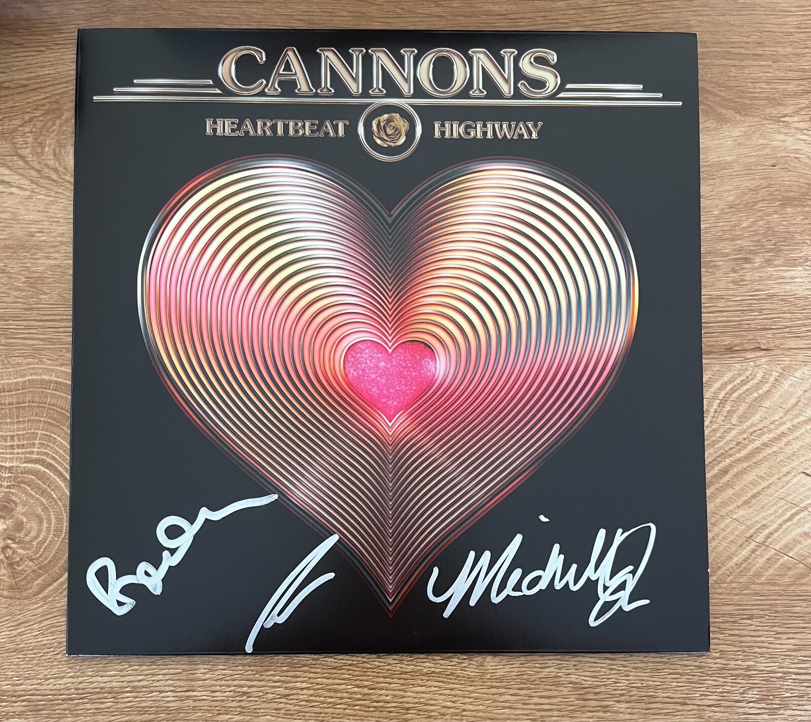 * CANNONS * signed vinyl album * HEARTBEAT HIGHWAY * MICHELLE JOY, PAUL & RYAN *
