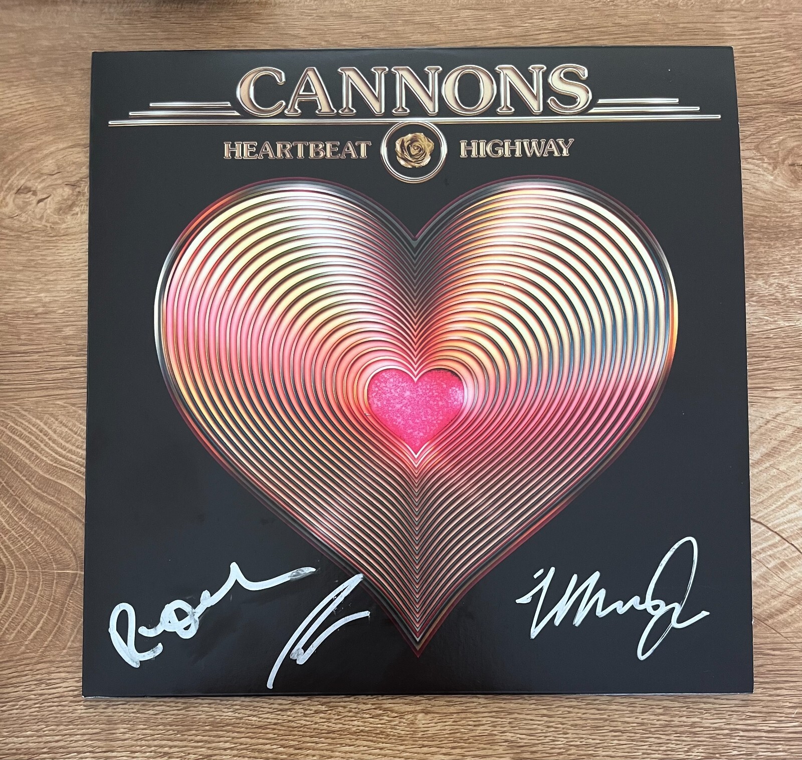 * CANNONS * signed vinyl album * HEARTBEAT HIGHWAY * MICHELLE JOY, PAUL & RYAN *