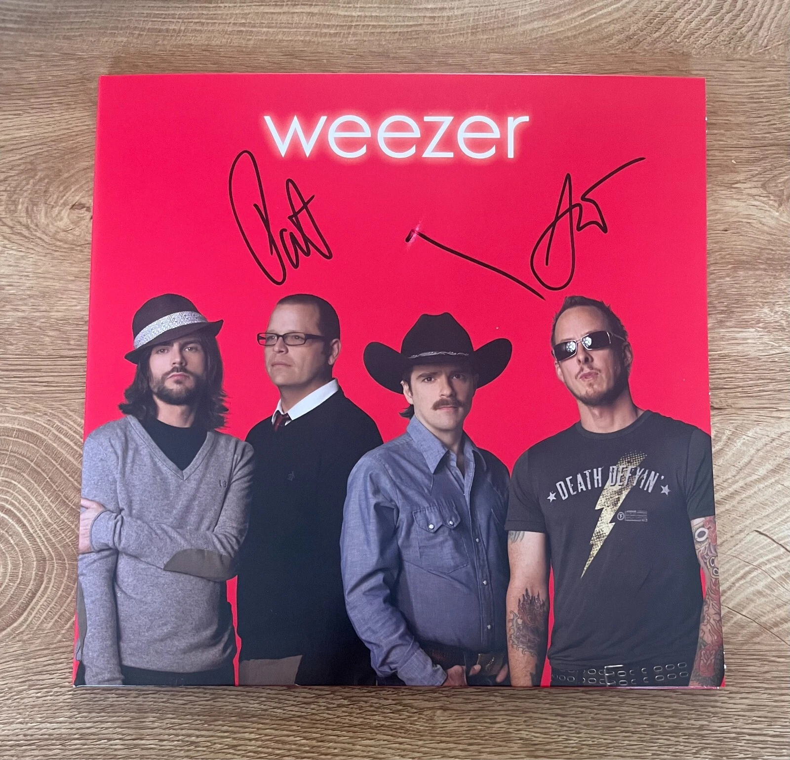 * WEEZER * signed vinyl album * RED ALBUM * RIVERS CUOMO, SCOTT & PAT * 1