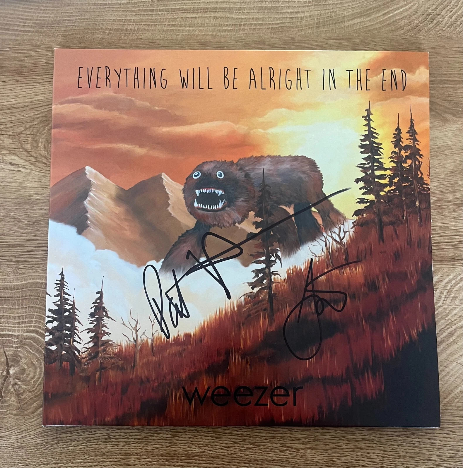 * WEEZER * signed vinyl album * EVERYTHING WILL BE ALRIGHT * RIVERS SCOTT & PAT