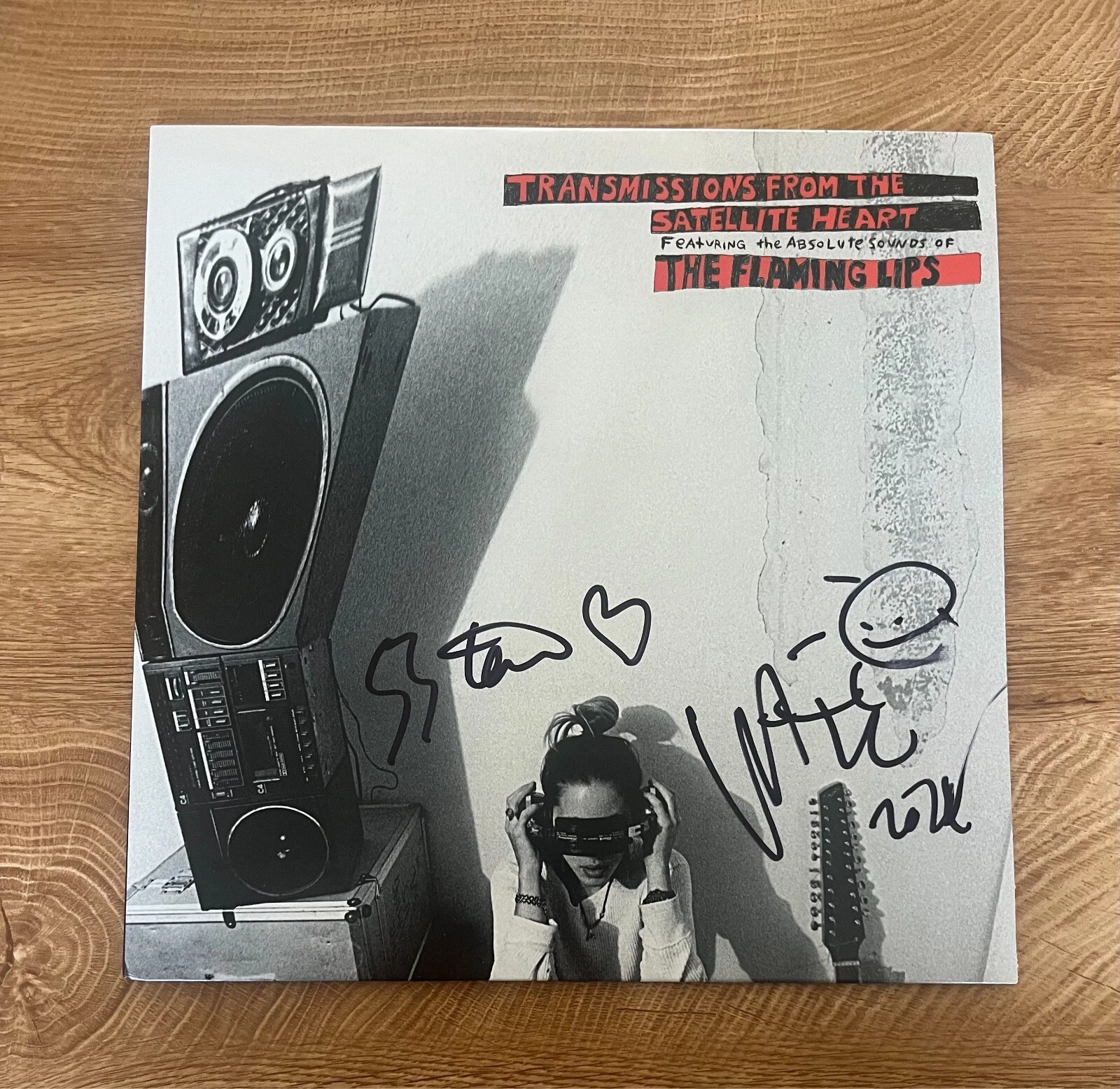 * THE FLAMING LIPS * signed vinyl album * TRANSMISSIONS FROM THE SATELLITE HEART