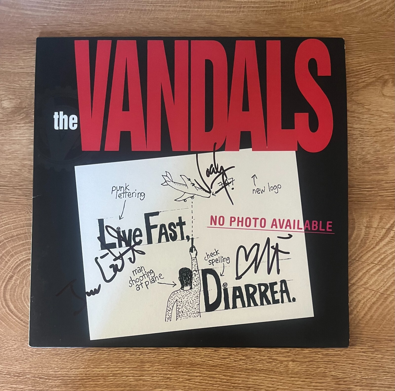 * THE VANDALS * signed vinyl album * LIVE FAST, DIARREA * JOE, JOSH & WARREN