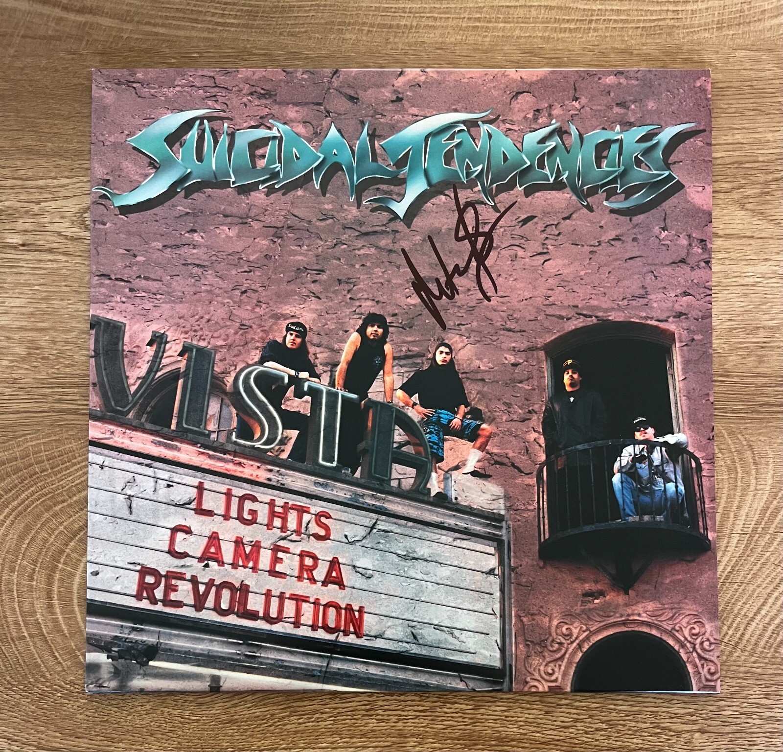 * MIKE MUIR * signed album * SUICIDAL TENDENCIES * LIGHTS CAMERA REVOLUTION * 1