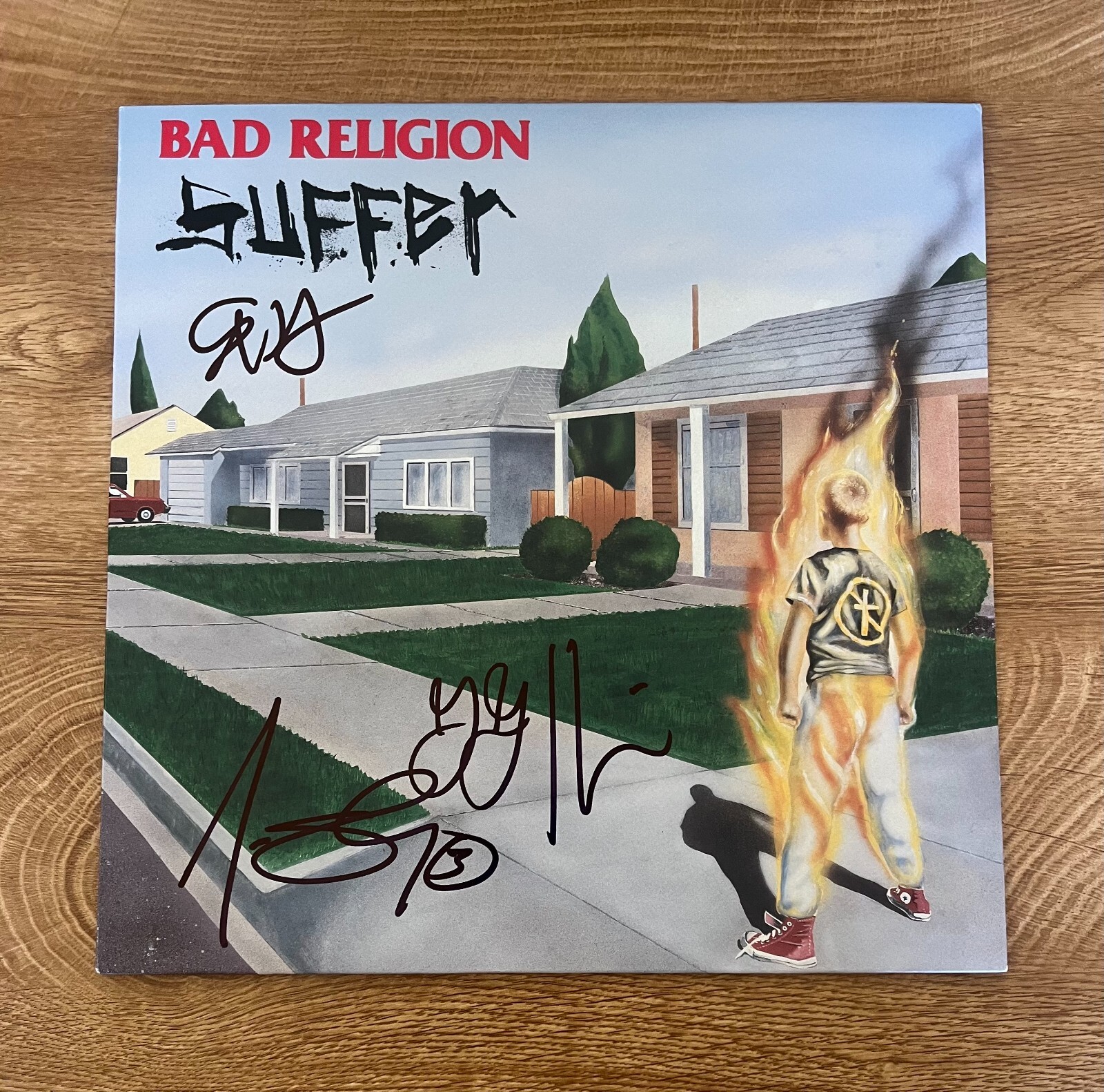 * BAD RELIGION * signed vinyl album * SUFFER * GRAFFIN, HETSON & BENTLEY *