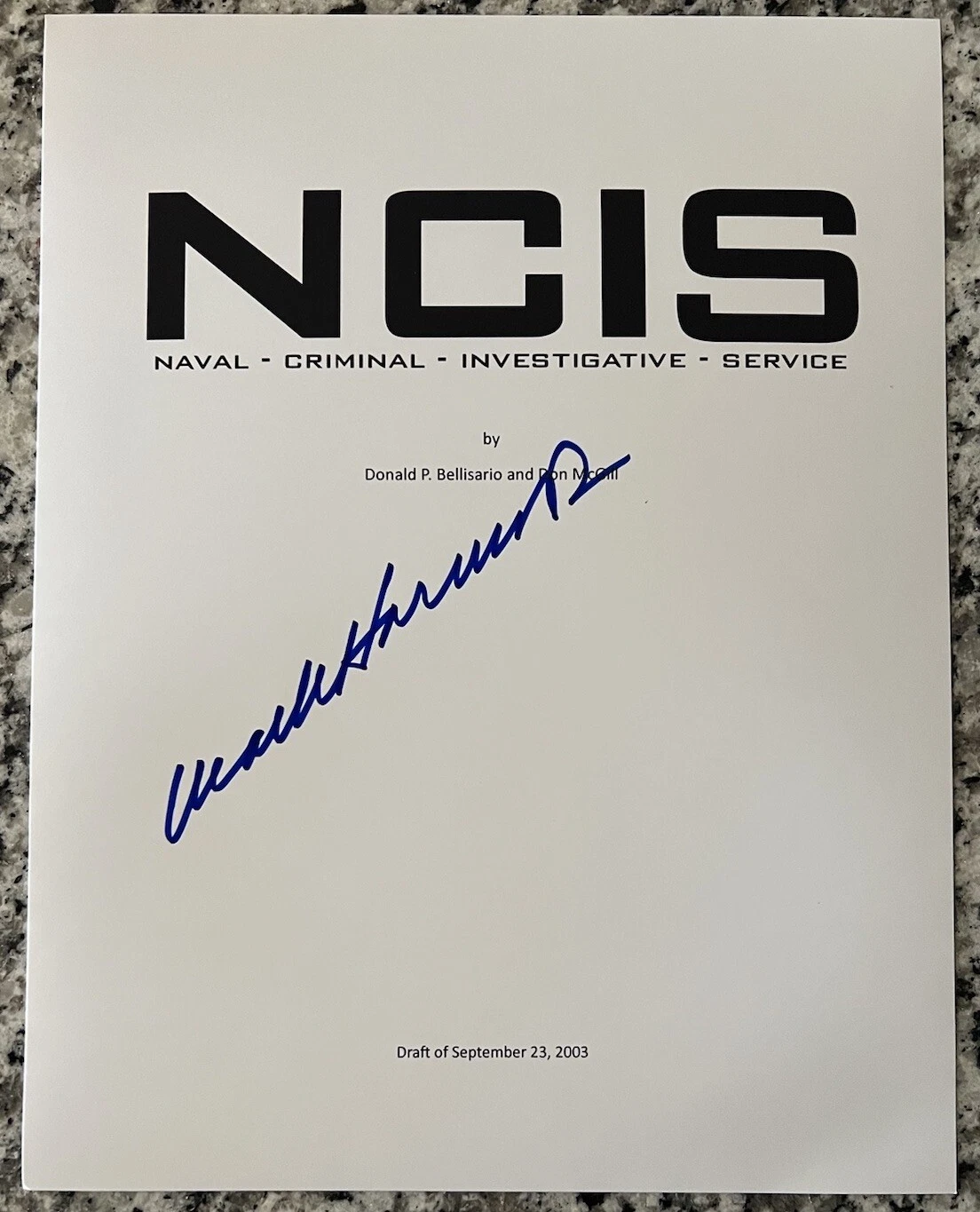MARK HARMON SIGNED NCIS SCRIPT TV SHOW AGENT GIBBS AUTHENTIC AUTOGRAPH COA