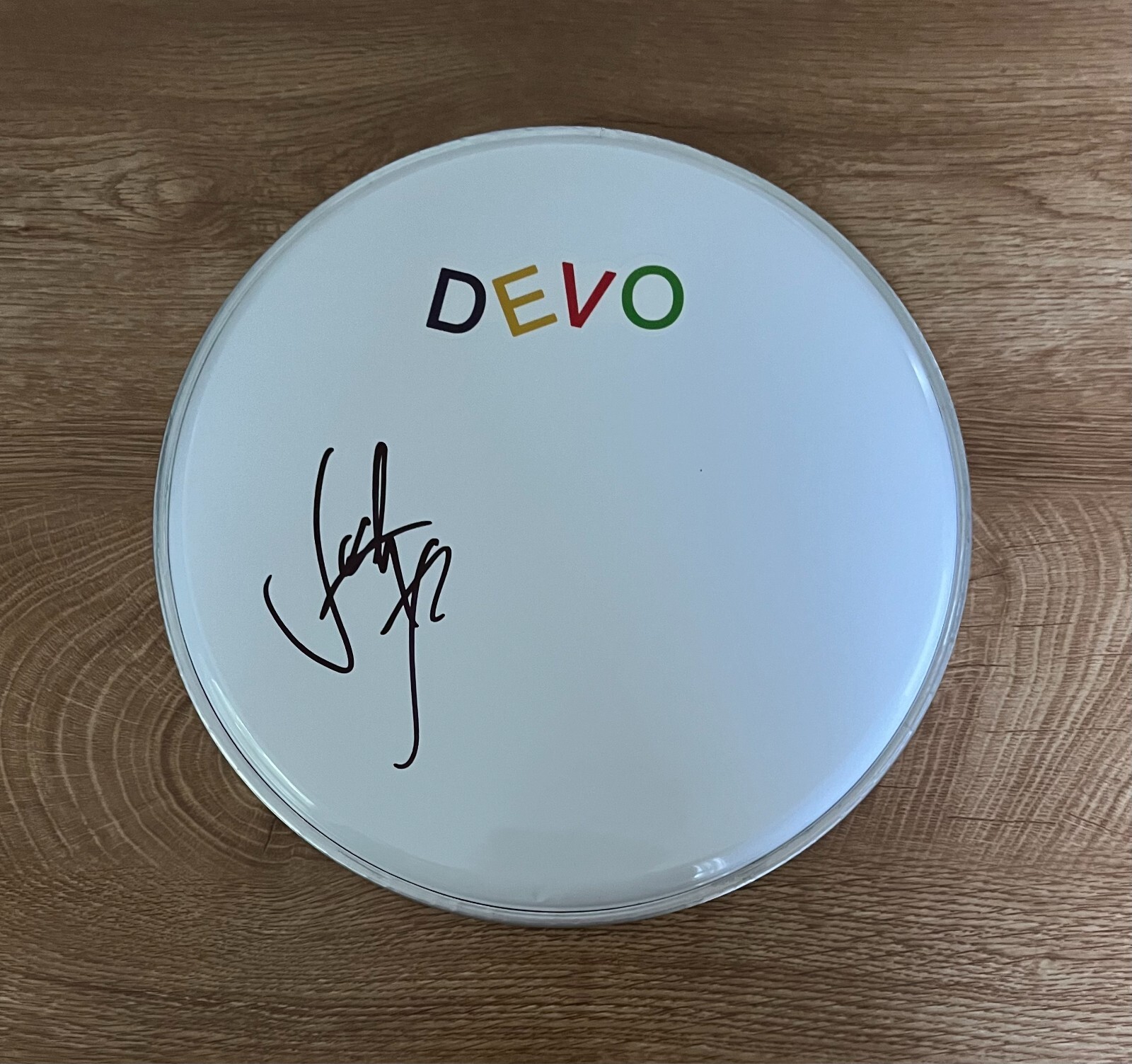 * JOSH FREESE * SIGNED 10″ DRUMHEAD * DEVO * DRUMMER * 1 COLLECTIBLE MEMORABILIA