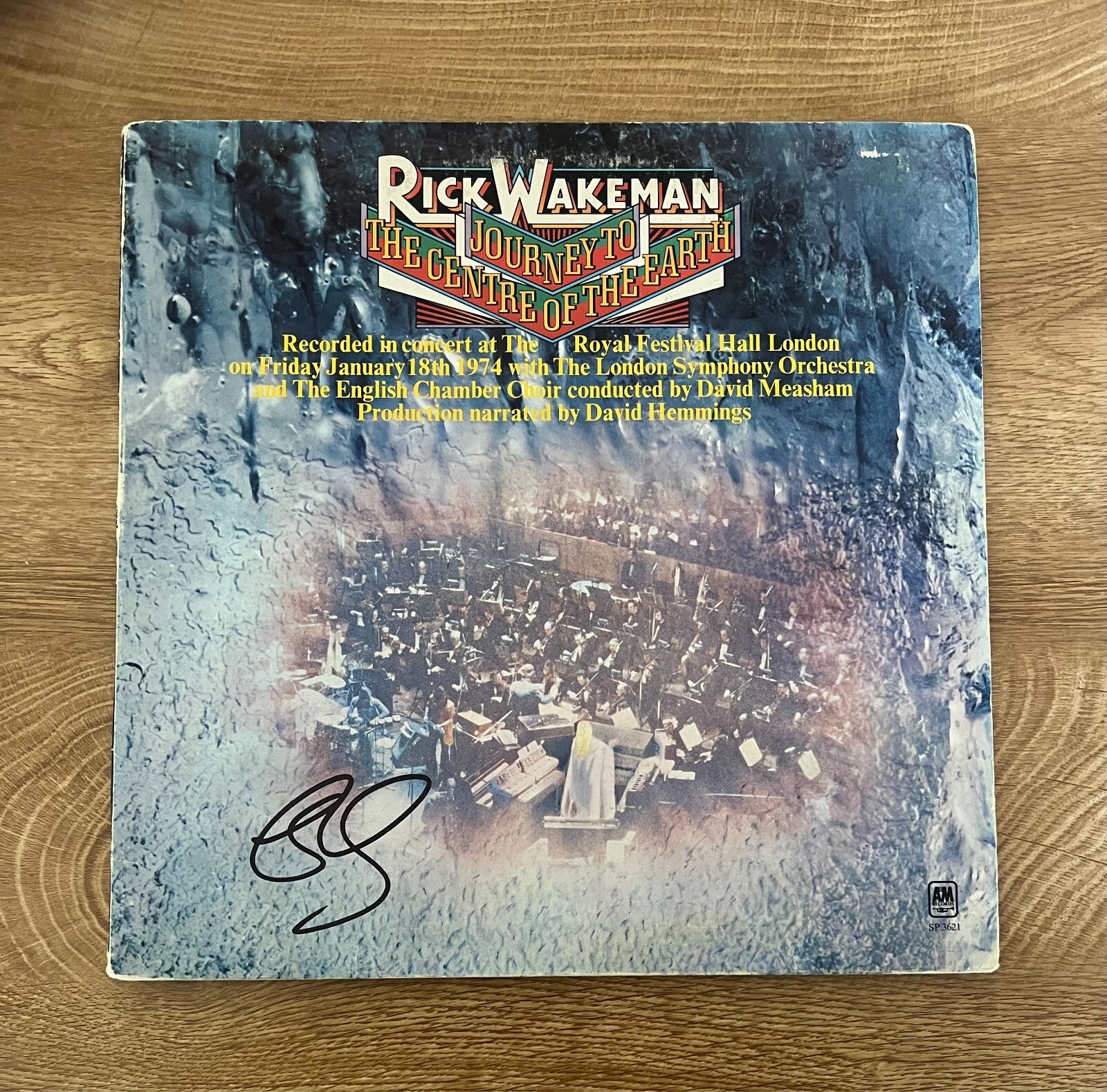 * RICK WAKEMAN * signed vinyl album * JOURNEY TO THE CENTER OF THE EARTH * 1