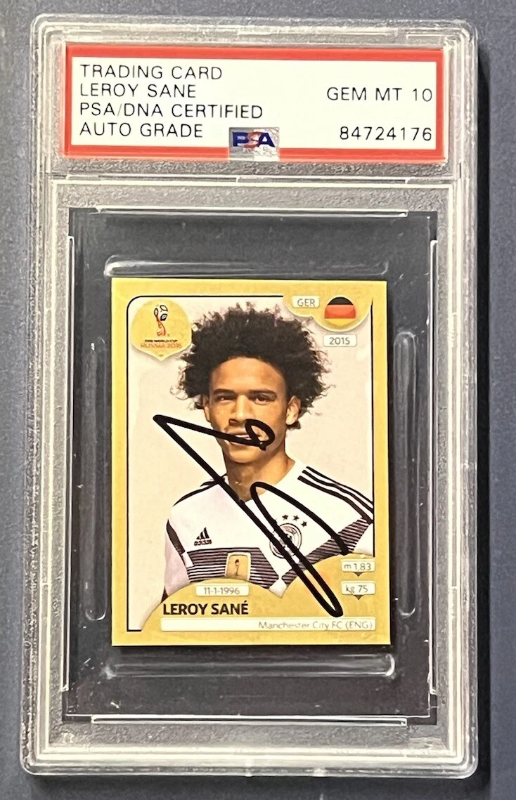 LEROY SANE SIGNED 2018 Panini FIFA World Cup Germany Gold Sticker 446 AUTO PSA