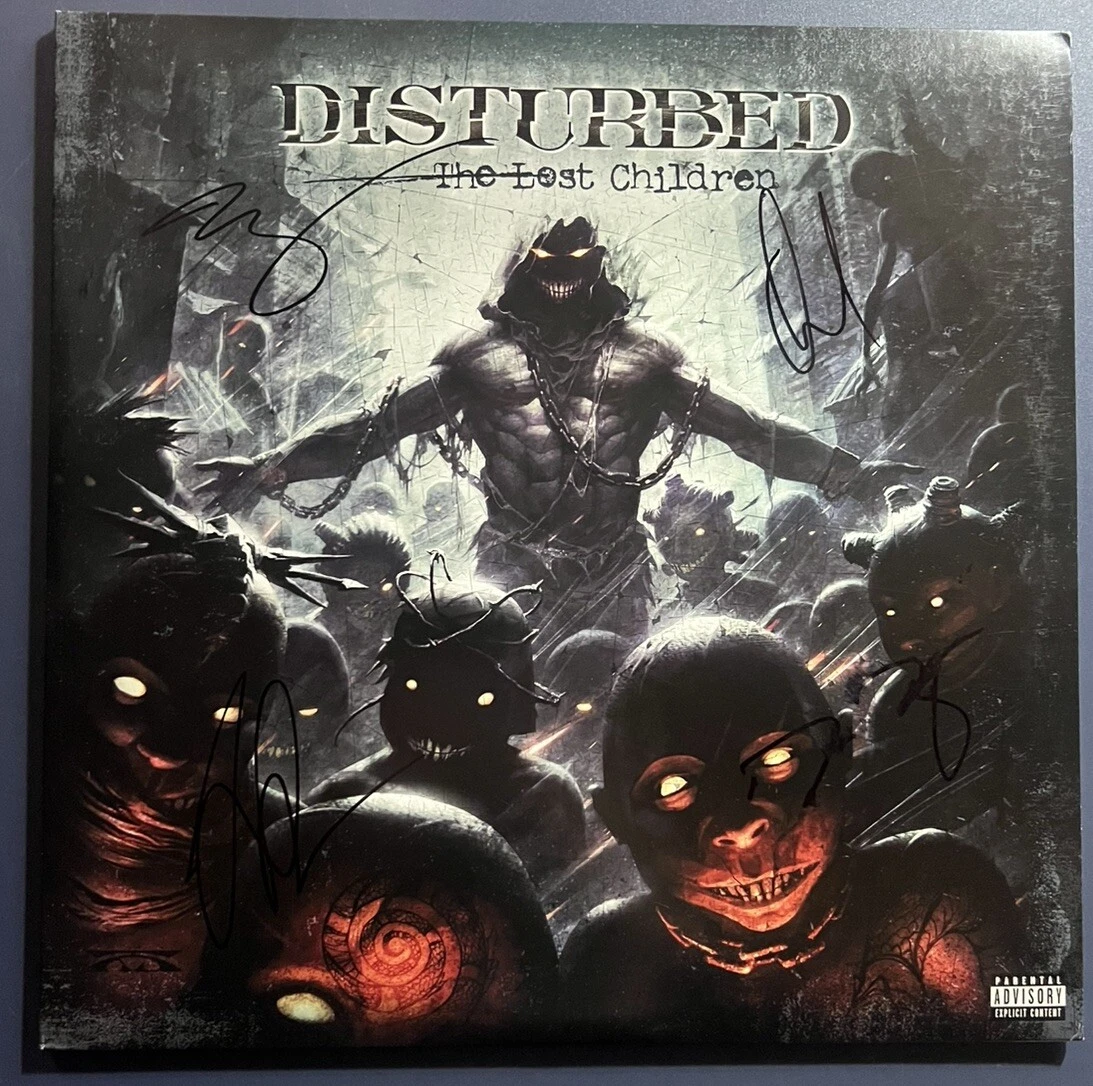 DISTURBED FULL BAND SIGNED THE LOST CHILDREN VINYL AUTHENTIC AUTOGRAPH COA