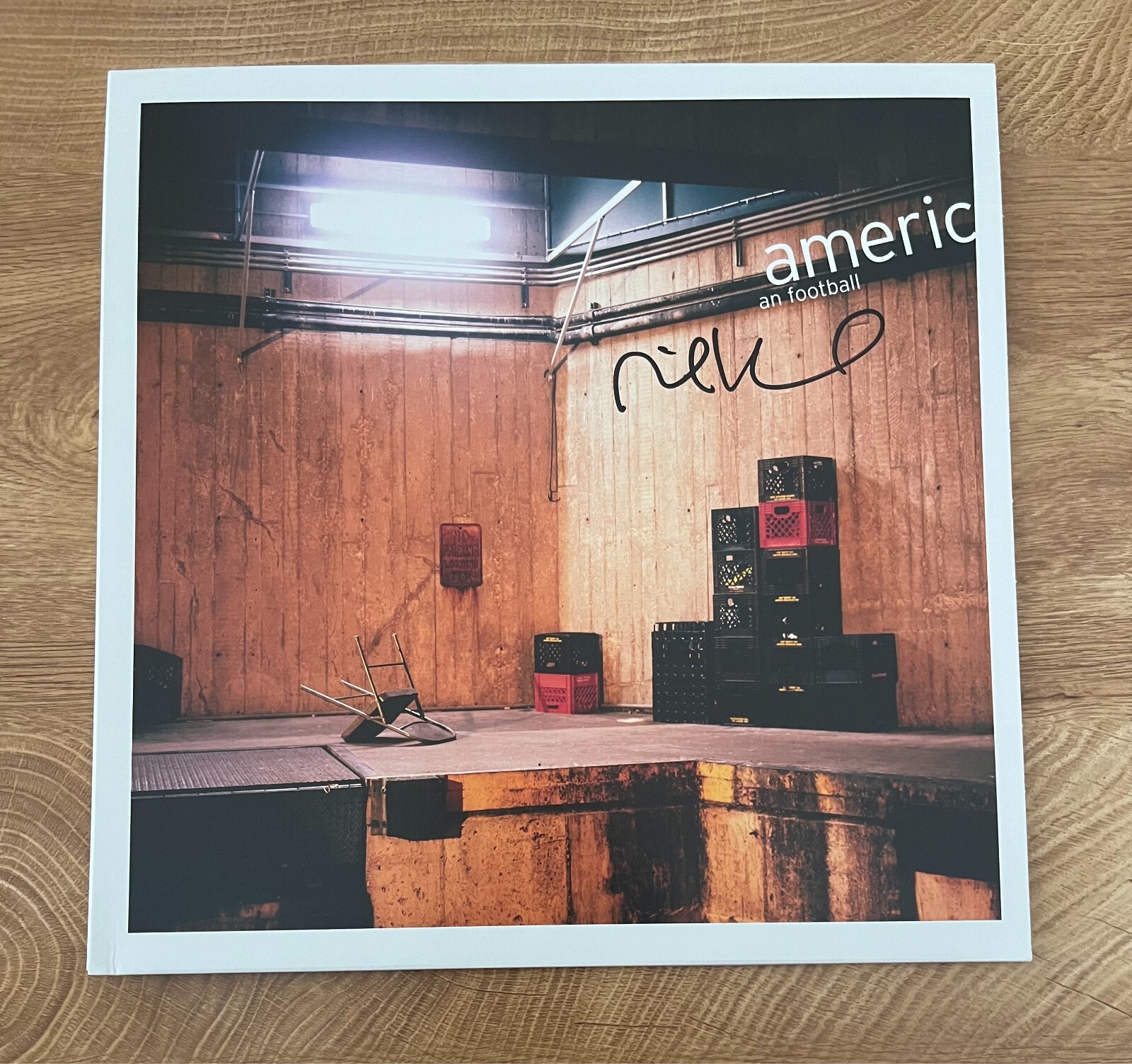 * MIKE KINSELLA * signed vinyl album * AMERICAN FOOTBALL * HALF RED HALF BLACK *