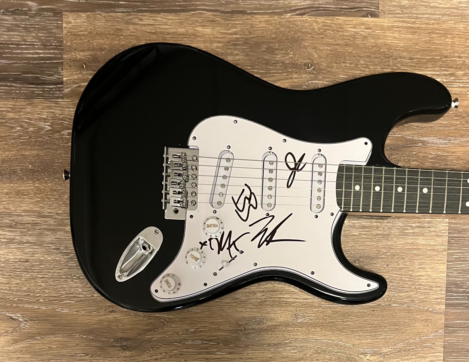 * RISE AGAINST * signed electric guitar * TIM MCILRATH, BRANDON, ZACH & JOE *