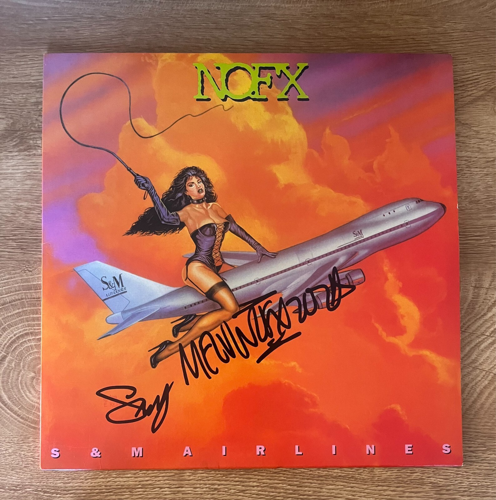 * NOFX * signed vinyl album * S & M AIRLINES * SMELLY & ERIC MELVIN * 1
