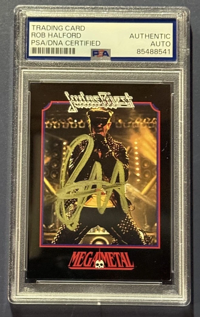 ROB HALFORD SIGNED AUTO 1991 Impel MEGA METAL Rock Card 60 Judas Priest PSA