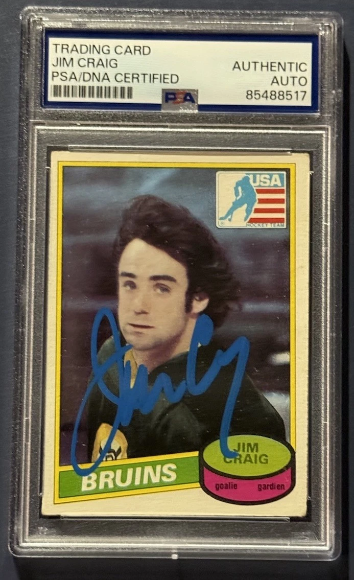 1980-81 Topps Jim Craig Signed Auto #22 Rookie Card USA Hockey PSA