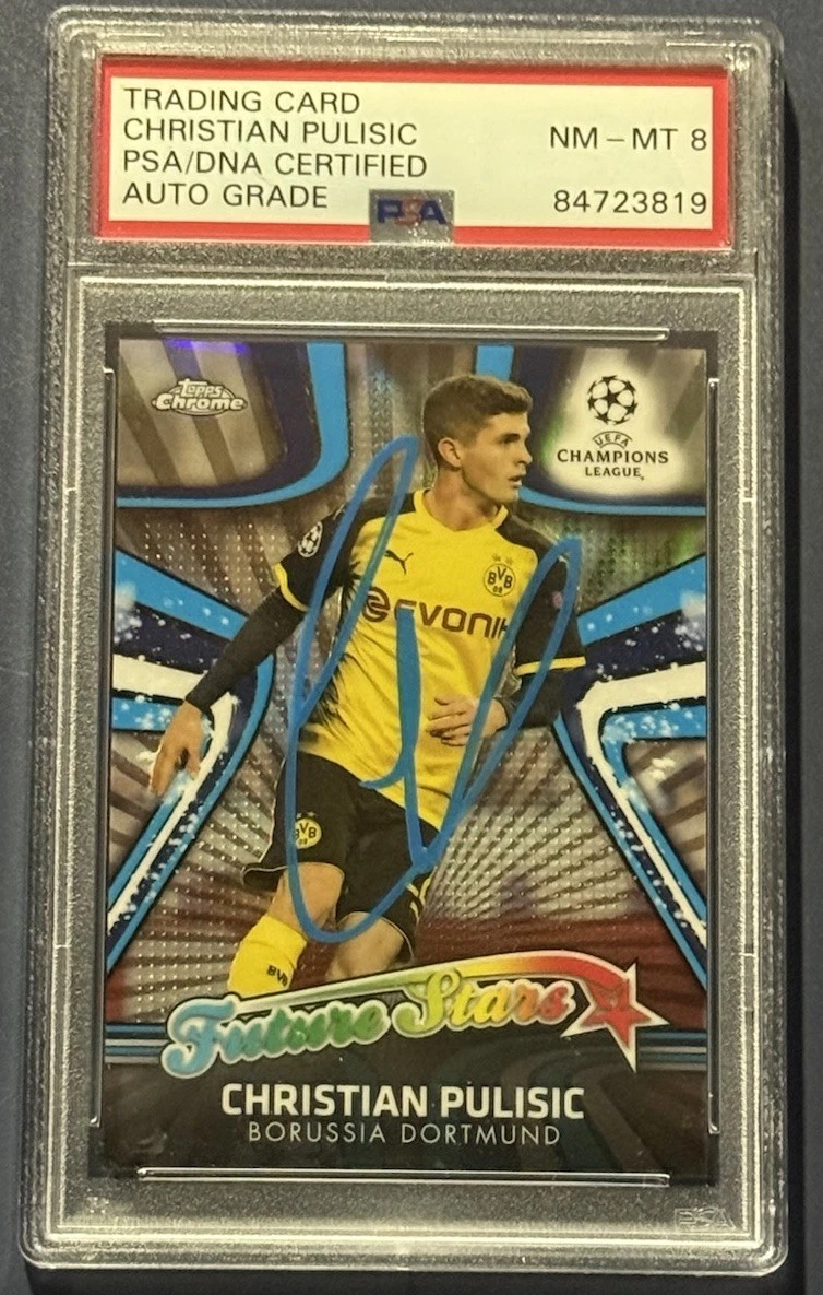 2017-18 Topps Chrome UCL Christian Pulisic Signed Auto Future Stars 2018 BVB PSA