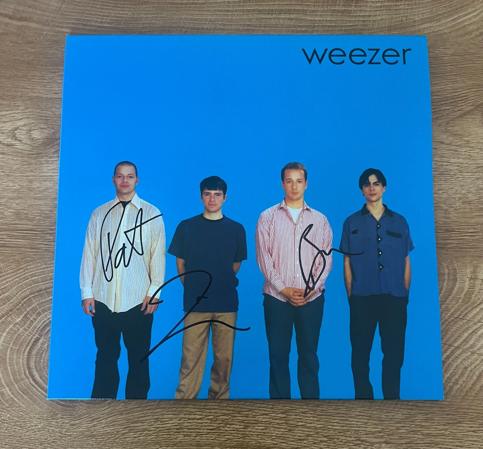 * WEEZER * signed vinyl album * BLUE ALBUM * RIVERS CUOMO, BRIAN BELL & PAT *
