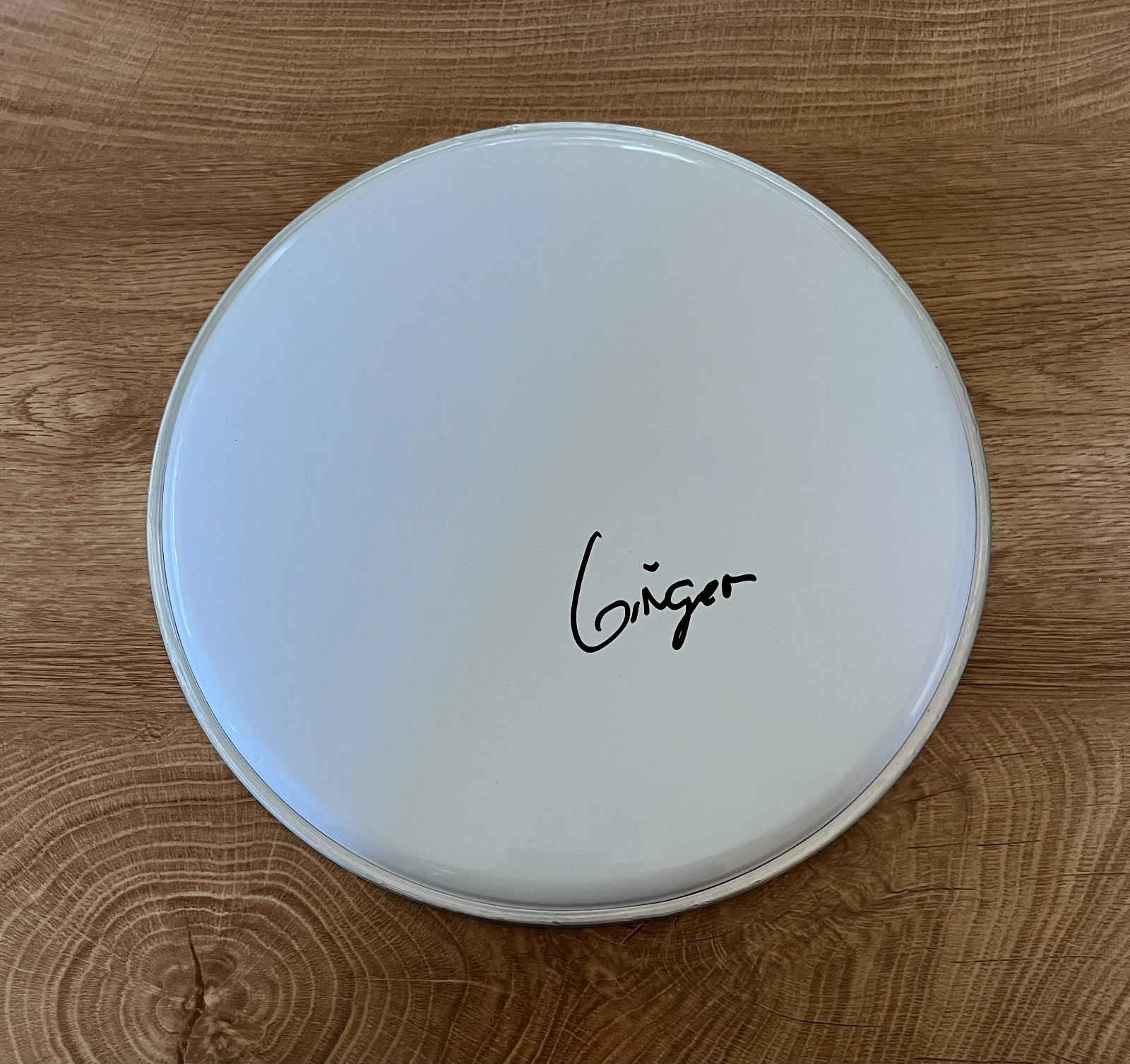 * GINGER FISH * SIGNED 10″ DRUMHEAD * MARILYN MANSON * ROB ZOMBIE * DRUMMER * COLLECTIBLE MEMORABILIA